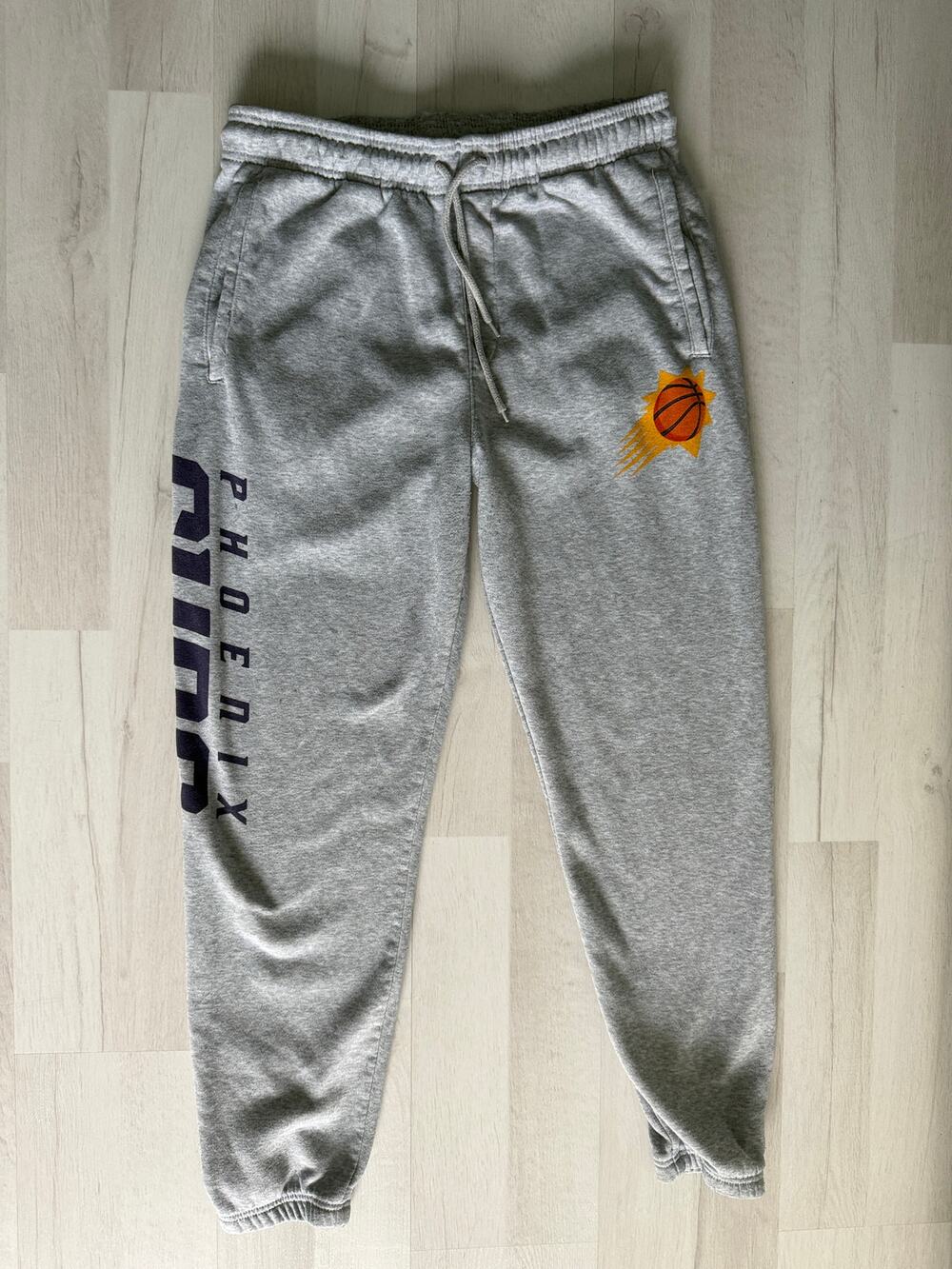 Phoenix Suns NBA Mens Large Gray Fleece Joggers Sweatpants Team Logo